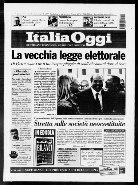 Italia oggi : quotidiano di economia finanza e politica